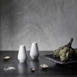 Lyngby Porcelain Rhombe Salt & Pepper Set -Louise Smærup shop lyngby porcelain salt lyngby porcelain rhombe salt pepper set white 1810709 scaled